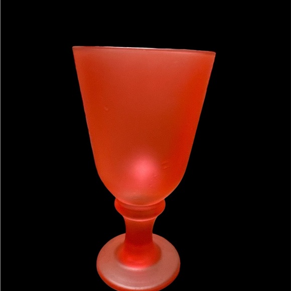 VINTAGE LIBBEY FROSTED RED FLARE GLASS WATER GOBLETS - Picture 4 of 6